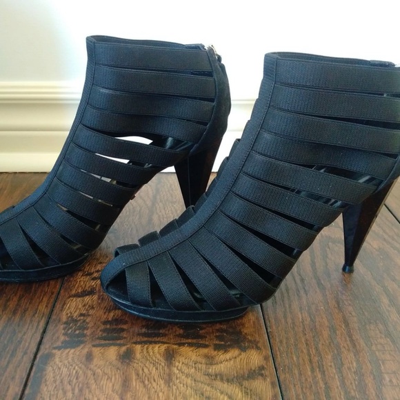 New in Box Gucci Elastic and Suede Isadora Gladiator Booties Sandals Heels 37.5 - Picture 4 of 11